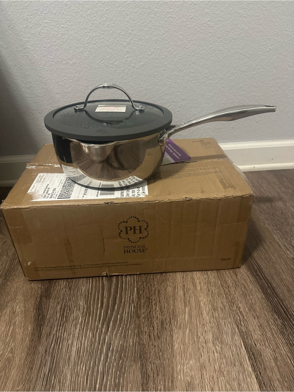Princess House Stainless Steel Saucepan with Gray Lid